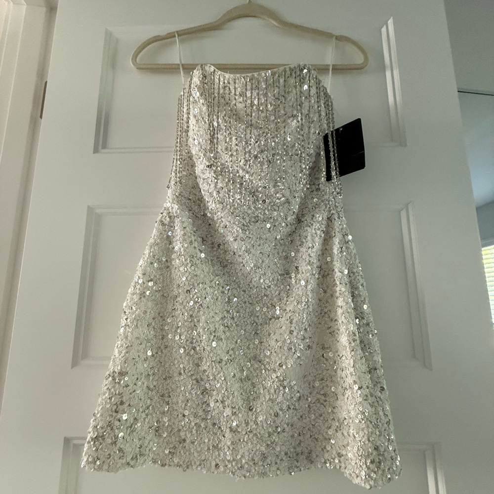 Retrofete Silver Sequin Mini Dress